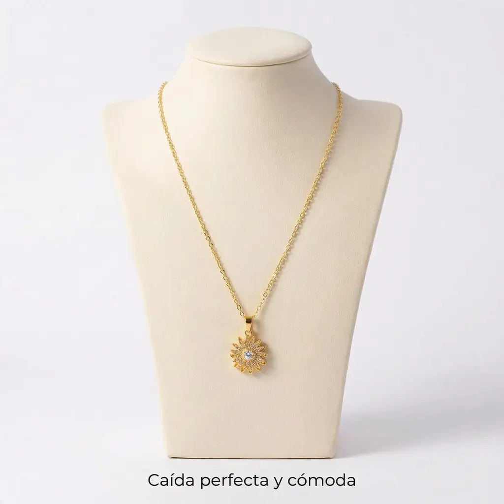 Collar Girasol Infinito En Caja de Terciopelo